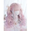 スウィートロリータウィッグピンクのオンブルロングカーリーロリータウィッグブラントバング