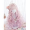 スウィートロリータウィッグピンクのオンブルロングカーリーロリータウィッグブラントバング
