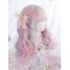 スウィートロリータウィッグピンクのオンブルロングカーリーロリータウィッグブラントバング