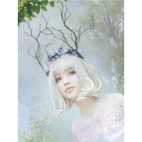 ロリータかつら　ウィッグ　カーキ　化学繊維　お茶会　原宿系