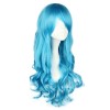 ダンディ オーシャン ブルーの長いカール レーヨン ロリータかつら