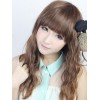 ロリータウィッグ，オリーブカラー　レーヨン　直毛の前髪　長い巻き毛