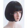 ブラックロリータウィッグヒメカットボブスタイルショートロリータウィッグ
