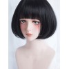 ブラックロリータウィッグヒメカットボブスタイルショートロリータウィッグ