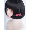 ブラックロリータウィッグヒメカットボブスタイルショートロリータウィッグ