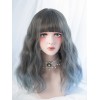 原宿ロリータウィッグクリンプカールハイライトブラントフリンジトリュードイリュージョンブルーロリータウィッグ
