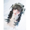 原宿ロリータウィッグクリンプカールハイライトブラントフリンジトリュードイリュージョンブルーロリータウィッグ
