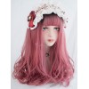 スウィートロリータウィッグブラントフリンジクリンプカールクリンプカールマゼンタロングロリータウィッグ