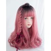 スウィートロリータウィッグブラントフリンジクリンプカールクリンプカールマゼンタロングロリータウィッグ