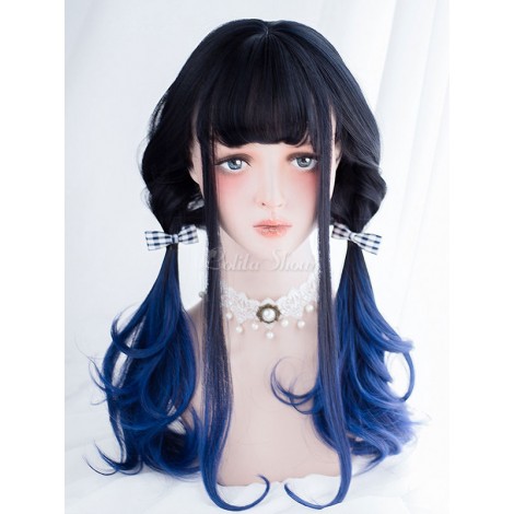 原宿ロリータウィッグブラントフリンジエンドカールレイヤードオンクレロリータウィッグ