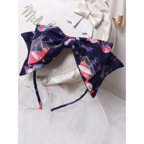 甘いロリータカチューシャKC昭和バニー弓プリントロリータヘアアクセサリー