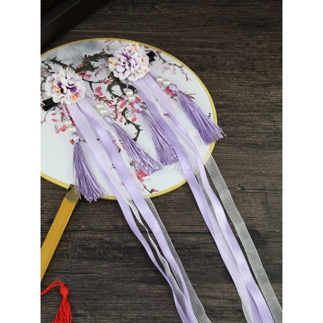 漢ロリータ頭飾り中国風フリンジ花リボンロリータヘアアクセサリー