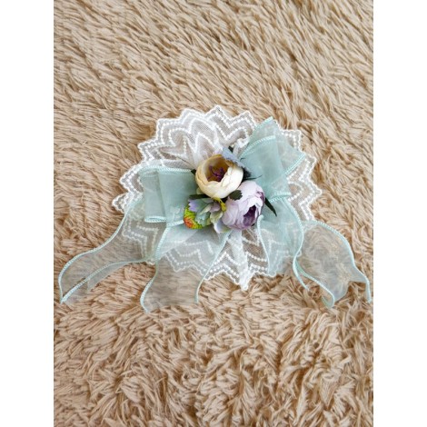 甘いロリータヘッドライトライトスカイブルーの花ロリータヘアアクセサリー