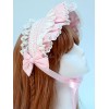 スウィートロリータヘッドドレスBNTホワイトレースリボンリボンボンネットロリータヘアアクセサリー