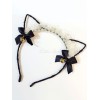 スウィートロリータヘアアクセサリーレースボウベル猫耳黒ロリータヘアクラスプ
