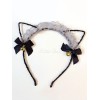 スウィートロリータヘアアクセサリーレースボウベル猫耳黒ロリータヘアクラスプ