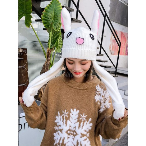 スウィートロリータハットバニーイヤーニットパッチワークロリータバルーンハット