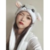 甘いロリータハットライトグレーハムスターぬいぐるみふわふわロリータバルーンハット