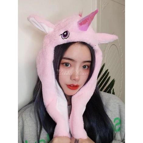 甘いロリータハットユニコーンふわふわのピンクロリータバルーンハット