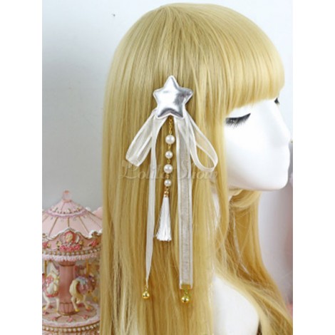 ロリィタヘアアクセサリー　スウィート　ストリートウェア　星柄　シルク