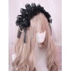 ゴシックロリータヘアアクセサリーラッフルボウパールレースブラックロリータヘッドドレス