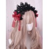 ゴシックロリータヘアアクセサリーラッフルボウパールレースブラックロリータヘッドドレス