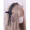 古典的なロリータヘッドドレスフリルレースボウブラックロリータヘアアクセサリー