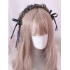 古典的なロリータヘッドドレスフリルレースボウブラックロリータヘアアクセサリー