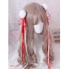 中国風ロリータヘアピンPom Pomタッセルボウレッドロリータヘアアクセサリー