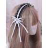 古典的なロリータヘッドドレスフリルレースボウブラックロリータヘアアクセサリー