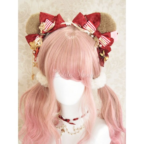 スウィートロリータヘアバンドベアーイヤホンパールロリータヘアアクセサリー