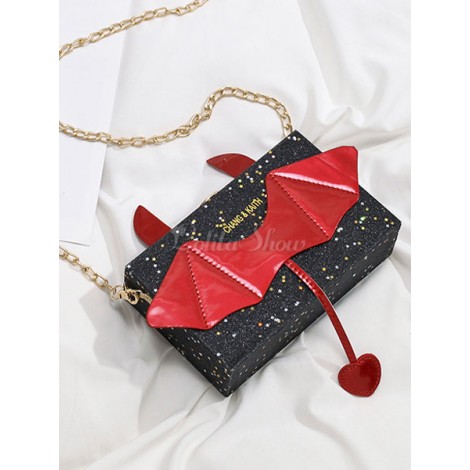 ゴシックロリータバッグ邪悪な翼スパンコールPUレザーロリータアクセサリー