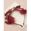 スウィートロリータヘッドドレスプリントタッセルボウツイルブルゴーニュロリータヘアアクセサリー