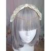 スウィートロリータヘッドバンドチェーンベルボウエクリュホワイトロリータヘアアクセサリー