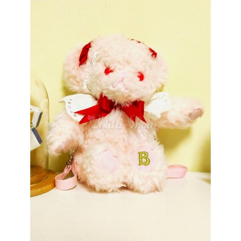 スウィートロリータバックパックピンクボウ刺繍ぬいぐるみロリータハンドバッグ