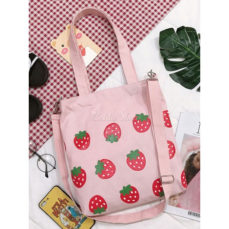 甘いロリータバッグフルーツパターンピンクショルダーバッグロリータアクセサリー