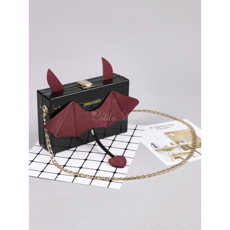 ゴシックロリータバッグブラックPUレザークロスボディバッグロリータアクセサリー