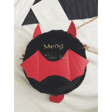 ゴシックロリータバッグブラックショートプラッシュショルダーバッグロリータアクセサリー