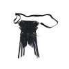ゴシックロリータバッグブラックリベットフリンジウエストパックPUレザーロリータアクセサリー