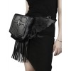 パンクロリータバッグブラックフリンジフェザーウエストパックPUレザーロリータアクセサリー