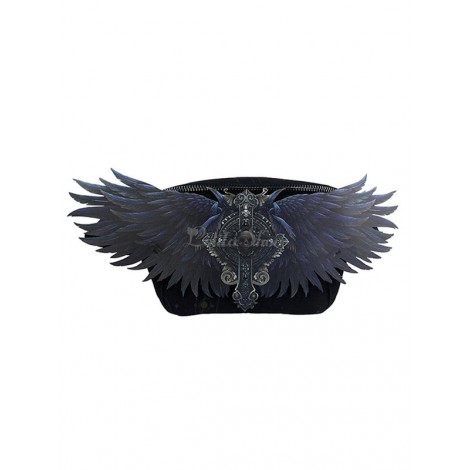 パンクロリータハンドバッグスカルブラックスカルパターンフェザーウエストパックキャンバスロリータアクセサリー