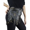ゴシックロリータバッグブラックPUレザーリベットメタルの詳細幾何学的PUレザーウエストパックロリータアクセサリー