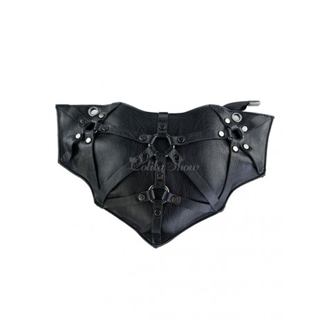 ゴシックロリータバッグブラックPUレザージッパーPUレザーウエストパックロリータアクセサリー