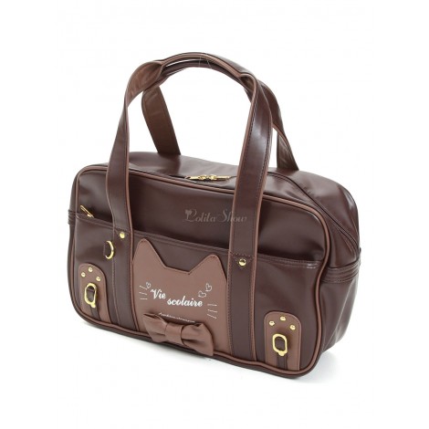 スウィートロリータバッグJKユニフォームボウキャットPUレザーロリータハンドバッグ