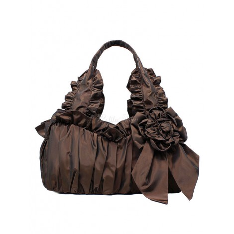 クラシックロリータバッグボウラッフル3Dフラワービクトリア朝スタイルロリータハンドバッグ