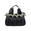 クラシックロリータハンドバッグツートンボウフリルフラワーブラックロリータトルテバッグ
