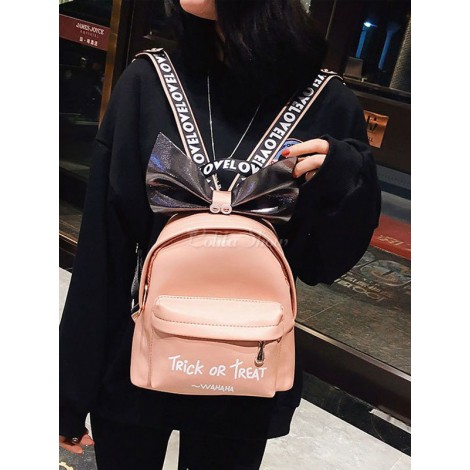 甘いロリータのリュックサックの手紙の印刷PUのロリータのバッグ