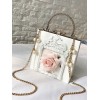 ホワイトロリータハンドバッグフラワーパールPUロリータチェーンバッグ