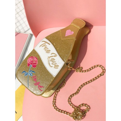 カジュアルなロリータバッグ刺繍スパンコールPUロリータチェーンバッグ