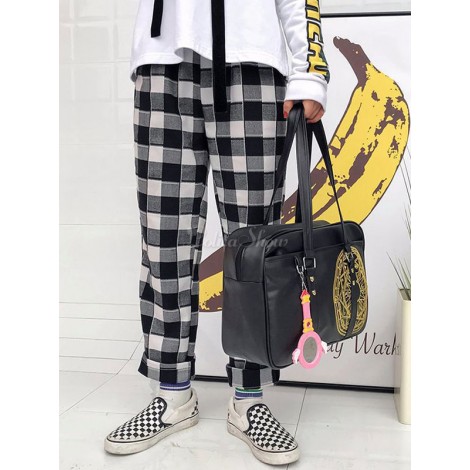 クラシックロリータバッグ刺繍PUブラックロリータトートバッグ